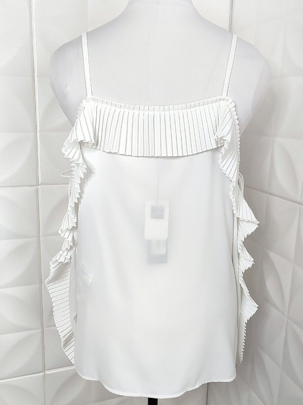 NWT White Blouse Ruffle Cold Shoulder 202068 Flowy Pleated Top 12 Joseph Ribkoff - Picture 14 of 16